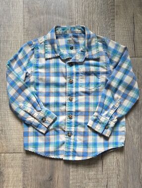 okie dokie Blue, Green & Tan Plaid Button-Down Shirt